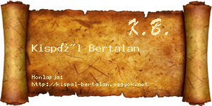 Kispál Bertalan névjegykártya